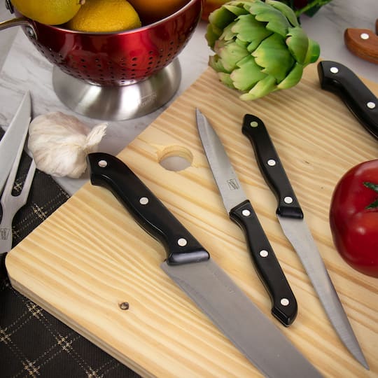 Gibson Home® Wildcraft 15-Piece Stainless Steel Cutlery Set with Pinewood Cutting Board